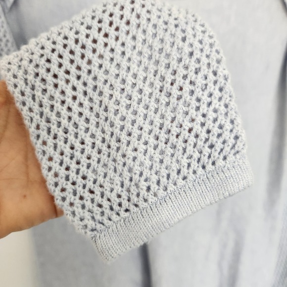 One Grey Day Los Angeles Knit Light Sweater Top Small Cutout Long Sleeve Blue - Picture 8 of 8